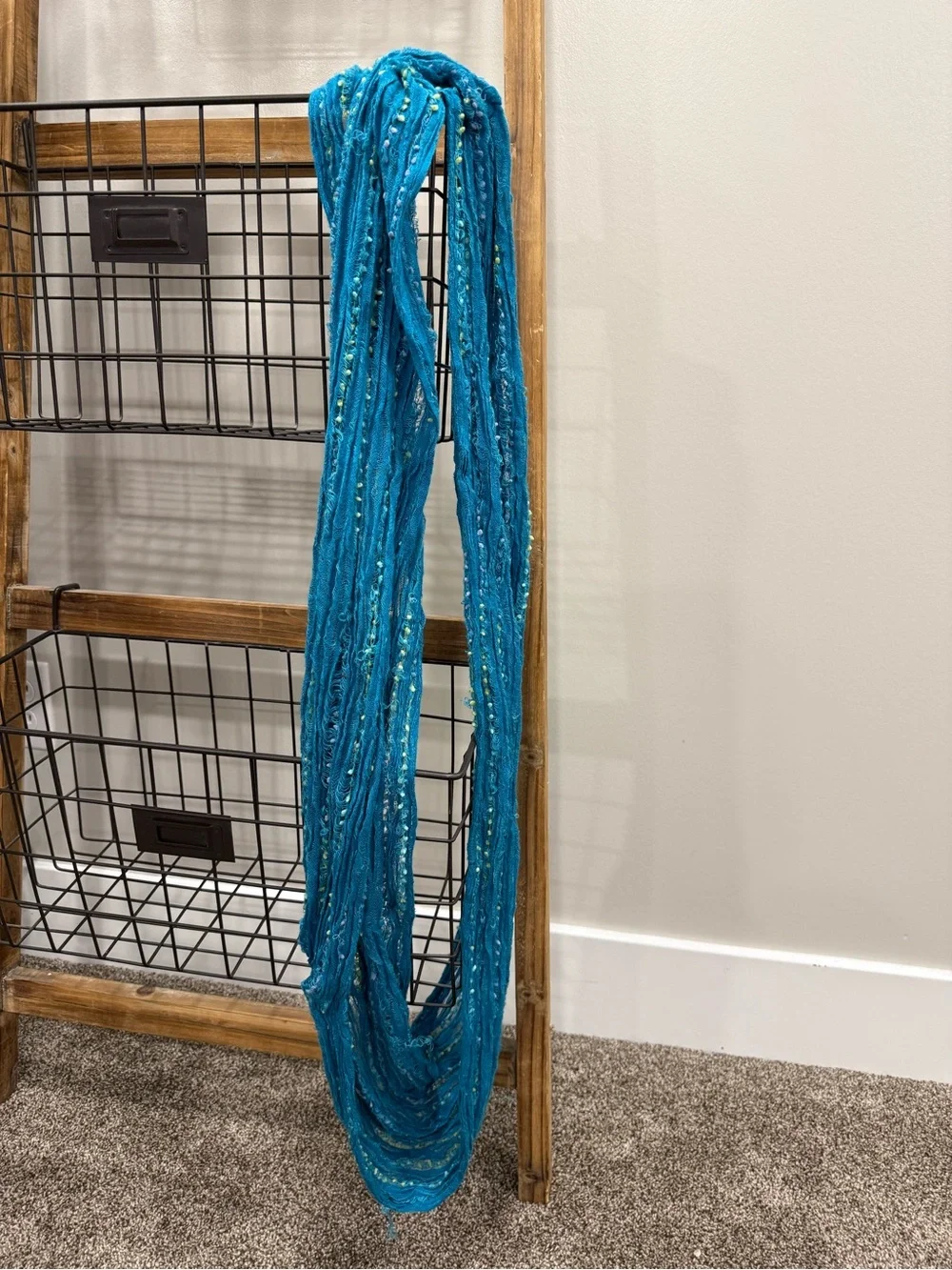 Textured Teal Infinity Scarf
